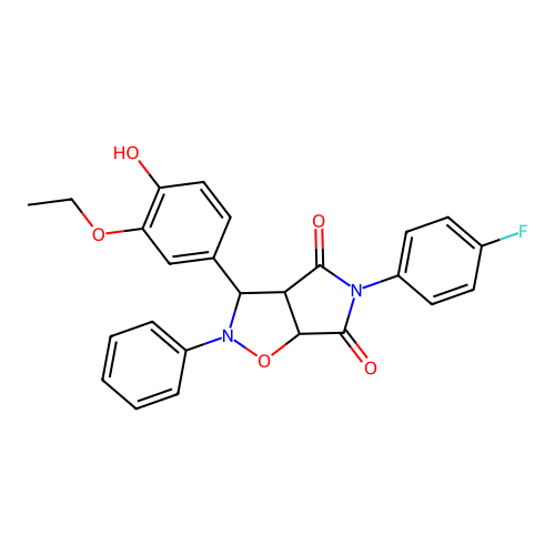 3-(3-ethoxy-4-hydroxyphenyl)-5-(4-fluorophenyl)-2-phenyl-3a,6a-dihydro-3H-pyrrolo[3,4-d][1,2]oxazole-4,6-dione structure
