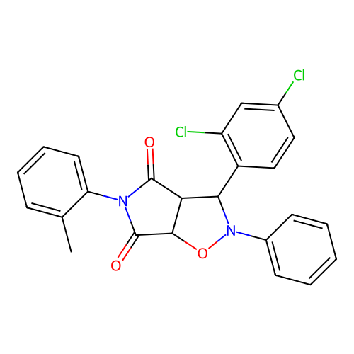 3-(2,4-dichlorophenyl)-2-phenyl-5-(o-tolyl)dihydro-2H-pyrrolo[3,4-d]isoxazole-4,6(5H,6aH)-dione structure