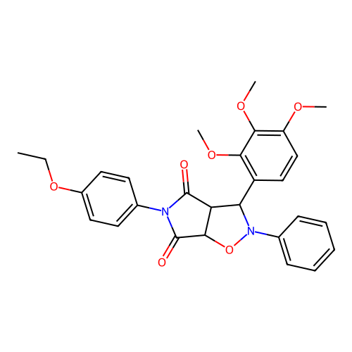 5-(4-ethoxyphenyl)-2-phenyl-3-(2,3,4-trimethoxyphenyl)-3a,6a-dihydro-3H-pyrrolo[3,4-d][1,2]oxazole-4,6-dione structure