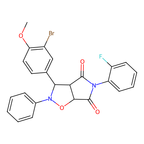 3-(3-bromo-4-methoxyphenyl)-5-(2-fluorophenyl)-2-phenyl-3a,6a-dihydro-3H-pyrrolo[3,4-d][1,2]oxazole-4,6-dione structure