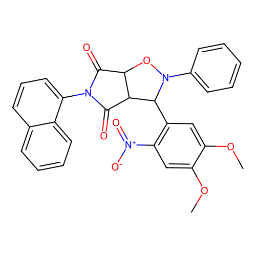 3-(4,5-dimethoxy-2-nitrophenyl)-5-(naphthalen-1-yl)-2-phenyldihydro-2H-pyrrolo[3,4-d][1,2]oxazole-4,6(3H,5H)-dione structure