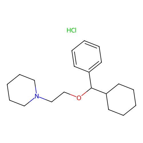 Piperidine, 1-(2-((alpha-cyclohexylbenzyl)oxy)ethyl)-, hydrochloride structure