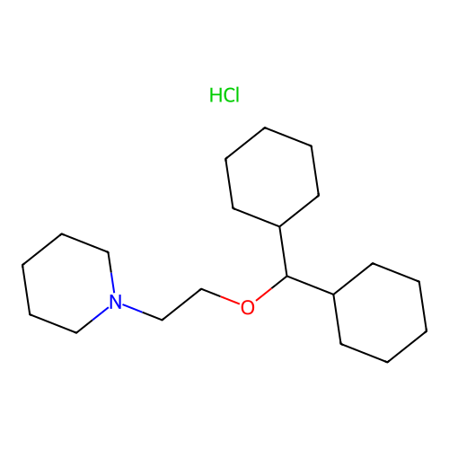 Piperidine, 1-(2-(dicyclohexylmethoxy)ethyl)-, hydrochloride structure