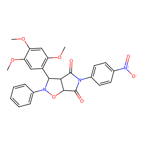 5-(4-nitrophenyl)-2-phenyl-3-(2,4,5-trimethoxyphenyl)-3a,6a-dihydro-3H-pyrrolo[3,4-d][1,2]oxazole-4,6-dione structure