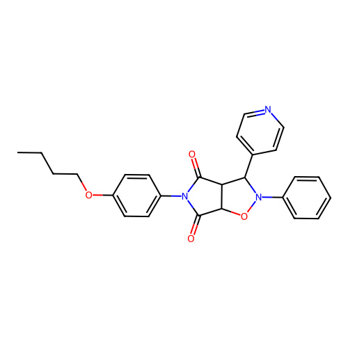 3-(4-butoxyphenyl)-7-phenyl-8-pyridin-4-yl-6-oxa-3,7-diazabicyclo[3.3.0]octane-2,4-dione structure
