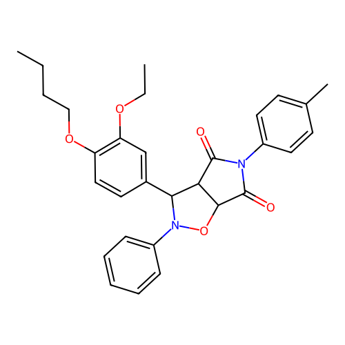 3-(4-butoxy-3-ethoxyphenyl)-2-phenyl-5-(p-tolyl)dihydro-2H-pyrrolo[3,4-d]isoxazole-4,6(5H,6aH)-dione structure