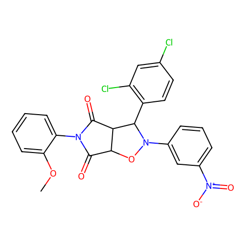 3-(2,4-dichlorophenyl)-5-(2-methoxyphenyl)-2-(3-nitrophenyl)-3a,6a-dihydro-3H-pyrrolo[3,4-d][1,2]oxazole-4,6-dione structure
