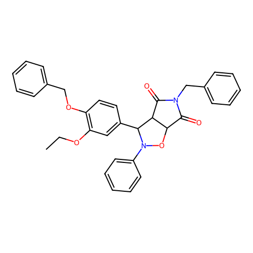 5-benzyl-3-(3-ethoxy-4-phenylmethoxyphenyl)-2-phenyl-3a,6a-dihydro-3H-pyrrolo[3,4-d][1,2]oxazole-4,6-dione structure