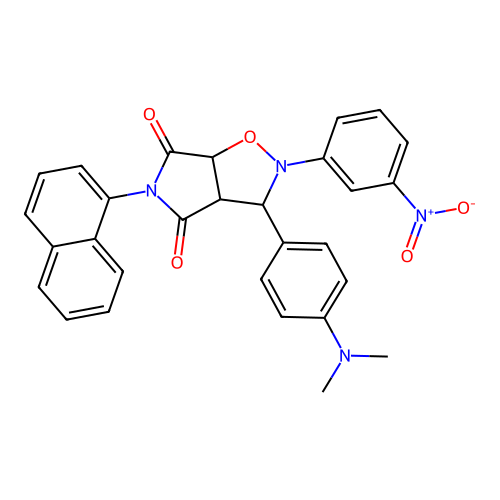 3-(4-(dimethylamino)phenyl)-5-(naphthalen-1-yl)-2-(3-nitrophenyl)dihydro-2H-pyrrolo[3,4-d]isoxazole-4,6(5H,6aH)-dione structure