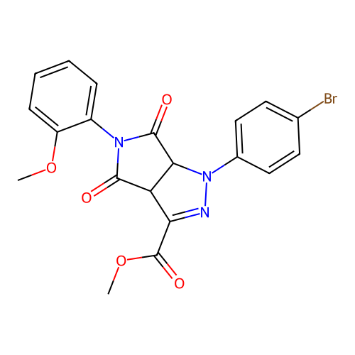 methyl 1-(4-bromophenyl)-5-(2-methoxyphenyl)-4,6-dioxo-1,3a,4,5,6,6a-hexahydropyrrolo[3,4-c]pyrazole-3-carboxylate structure