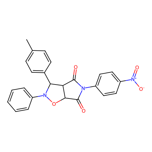 3-(4-methylphenyl)-5-(4-nitrophenyl)-2-phenyl-3a,6a-dihydro-3H-pyrrolo[3,4-d][1,2]oxazole-4,6-dione structure