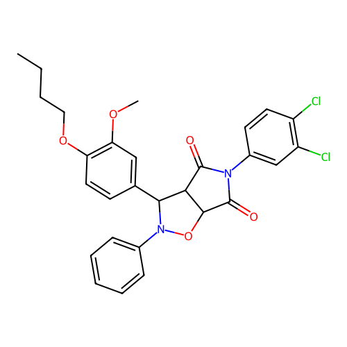 3-(4-butoxy-3-methoxyphenyl)-5-(3,4-dichlorophenyl)-2-phenyl-3a,6a-dihydro-3H-pyrrolo[3,4-d][1,2]oxazole-4,6-dione structure
