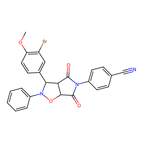4-(3-(3-bromo-4-methoxyphenyl)-4,6-dioxo-2-phenyltetrahydro-2H-pyrrolo[3,4-d]isoxazol-5(3H)-yl)benzonitrile structure