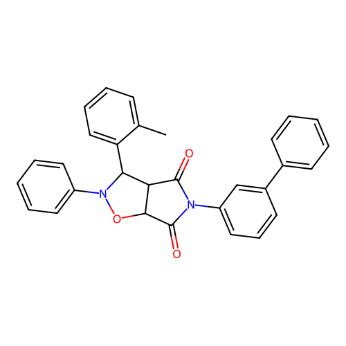 3-(2-methylphenyl)-2-phenyl-5-(3-phenylphenyl)-3a,6a-dihydro-3H-pyrrolo[3,4-d][1,2]oxazole-4,6-dione structure