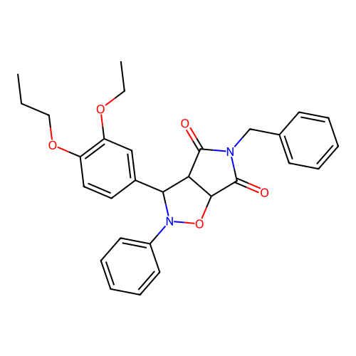 3-benzyl-8-(3-ethoxy-4-propoxy-phenyl)-7-phenyl-6-oxa-3,7-diazabicyclo[3.3.0]octane-2,4-dione structure