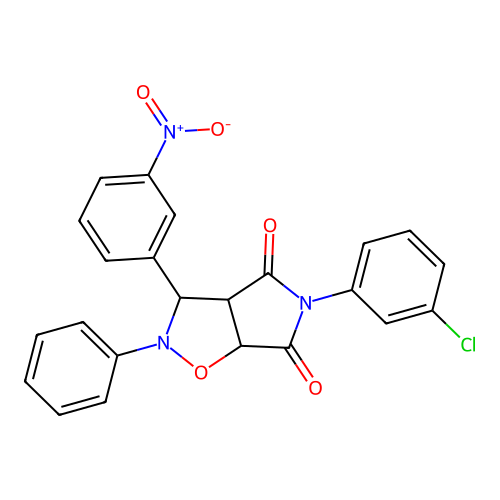 3-(3-chlorophenyl)-8-(3-nitrophenyl)-7-phenyl-6-oxa-3,7-diazabicyclo[3.3.0]octane-2,4-dione structure