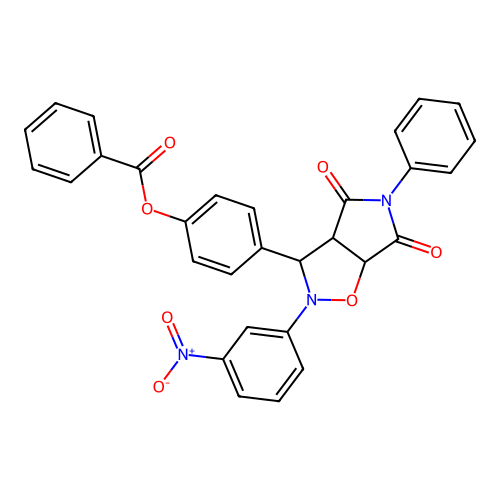 [4-[2-(3-nitrophenyl)-4,6-dioxo-5-phenyl-3a,6a-dihydro-3H-pyrrolo[3,4-d][1,2]oxazol-3-yl]phenyl] benzoate structure