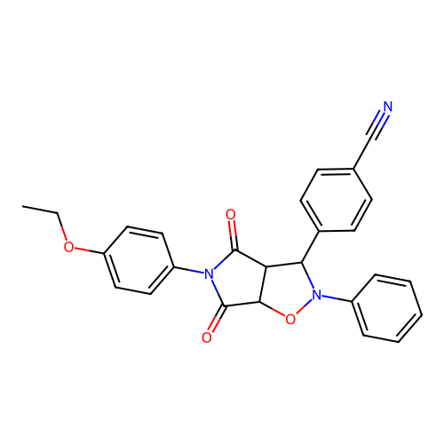 4-(5-(4-ethoxyphenyl)-4,6-dioxo-2-phenylhexahydro-2H-pyrrolo[3,4-d]isoxazol-3-yl)benzonitrile structure