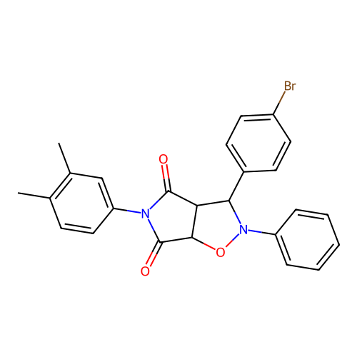 3-(4-bromophenyl)-5-(3,4-dimethylphenyl)-2-phenyl-3a,6a-dihydro-3H-pyrrolo[3,4-d][1,2]oxazole-4,6-dione structure