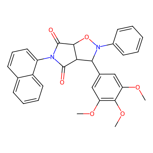 5-(naphthalen-1-yl)-2-phenyl-3-(3,4,5-trimethoxyphenyl)dihydro-2H-pyrrolo[3,4-d][1,2]oxazole-4,6(3H,5H)-dione structure