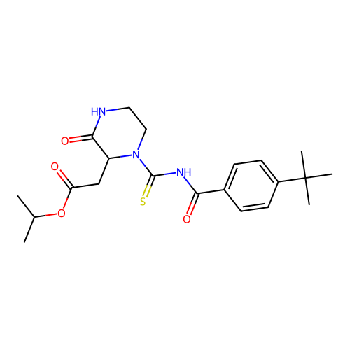 isopropyl (1-{[(4-tert-butylbenzoyl)amino]carbonothioyl}-3-oxo-2-piperazinyl)acetate structure