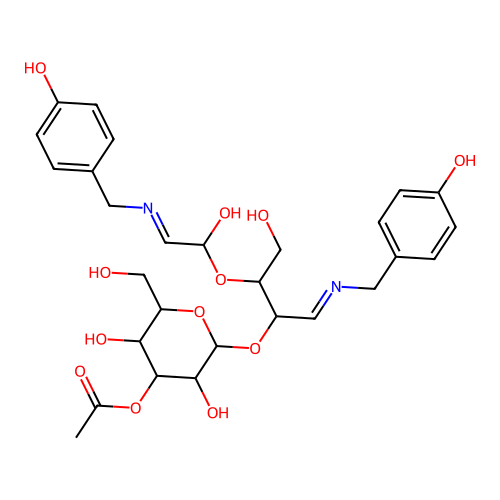 [3,5-dihydroxy-2-[4-hydroxy-3-[1-hydroxy-2-[(4-hydroxyphenyl)methylimino]ethoxy]-1-[(4-hydroxyphenyl)methylimino]butan-2-yl]oxy-6-(hydroxymethyl)oxan-4-yl] acetate structure