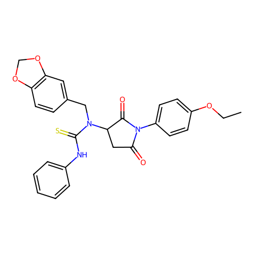 1-(1,3-benzodioxol-5-ylmethyl)-1-[1-(4-ethoxyphenyl)-2,5-dioxopyrrolidin-3-yl]-3-phenylthiourea structure