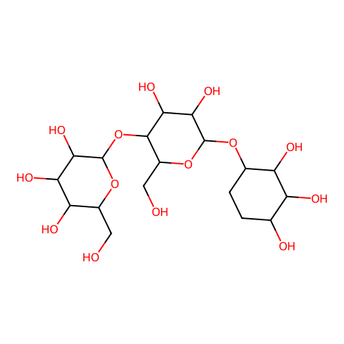 2-[4,5-dihydroxy-2-(hydroxymethyl)-6-(2,3,4-trihydroxycyclohexyl)oxyoxan-3-yl]oxy-6-(hydroxymethyl)oxane-3,4,5-triol structure