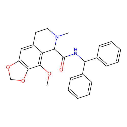 N-(diphenylmethyl)-4-methoxy-6-methyl-5,6,7,8-tetrahydro[1,3]dioxolo[4,5-g]isoquinoline-5-carboxamide structure
