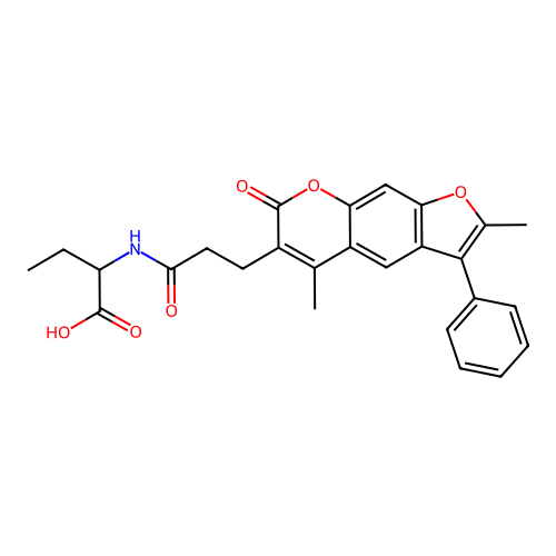 2-(3-(2,5-dimethyl-7-oxo-3-phenyl-7H-furo[3,2-g]chromen-6-yl)propanamido)butanoic acid structure