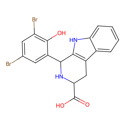 1-(3,5-dibromo-2-hydroxyphenyl)-2,3,4,9-tetrahydro-1H-pyrido[3,4-b]indole-3-carboxylic acid structure