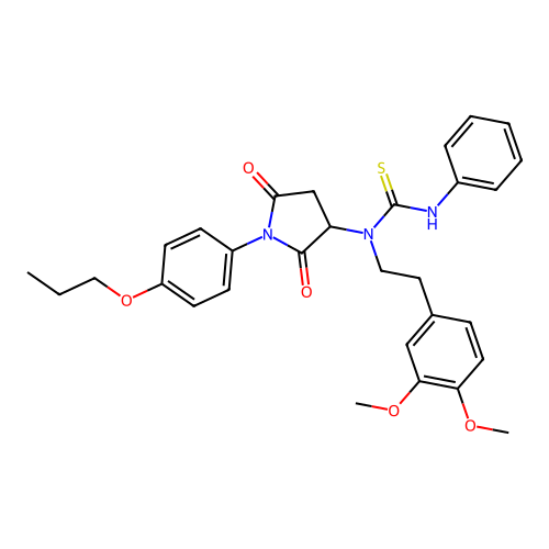 1-[2-(3,4-dimethoxyphenyl)ethyl]-1-[2,5-dioxo-1-(4-propoxyphenyl)pyrrolidin-3-yl]-3-phenylthiourea structure