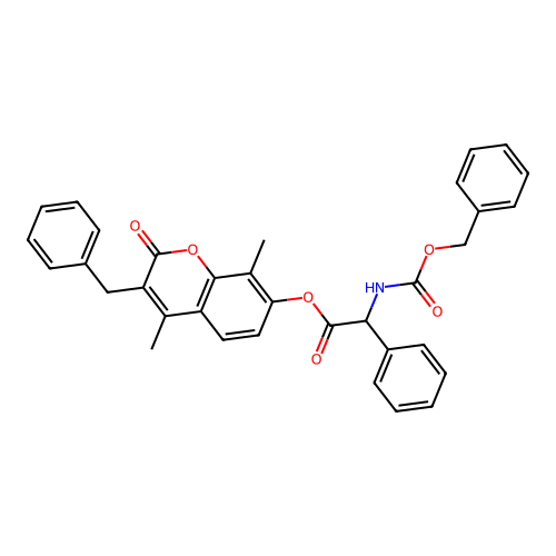 3-benzyl-4,8-dimethyl-2-oxo-2H-chromen-7-yl 2-(((benzyloxy)carbonyl)amino)-2-phenylacetate structure