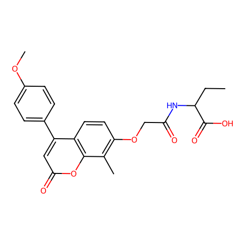 2-(2-((4-(4-methoxyphenyl)-8-methyl-2-oxo-2H-chromen-7-yl)oxy)acetamido)butanoic acid structure
