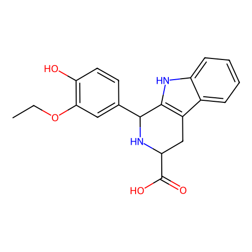 1-(3-ethoxy-4-hydroxyphenyl)-2,3,4,9-tetrahydro-1H-pyrido[3,4-b]indole-3-carboxylic acid structure