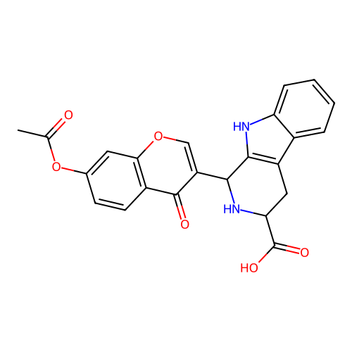 1-(7-acetoxy-4-oxo-4H-chromen-3-yl)-2,3,4,9-tetrahydro-1H-pyrido[3,4-b]indole-3-carboxylic acid structure