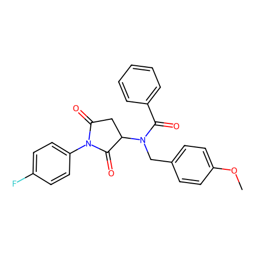 N-(1-(4-fluorophenyl)-2,5-dioxopyrrolidin-3-yl)-N-(4-methoxybenzyl)benzamide structure
