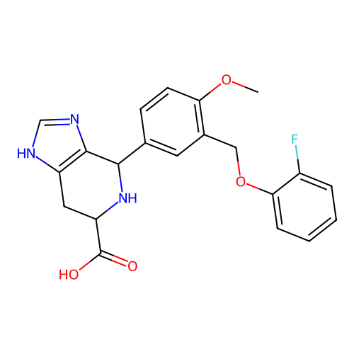 4-(3-((2-fluorophenoxy)methyl)-4-methoxyphenyl)-4,5,6,7-tetrahydro-3H-imidazo[4,5-c]pyridine-6-carboxylic acid structure