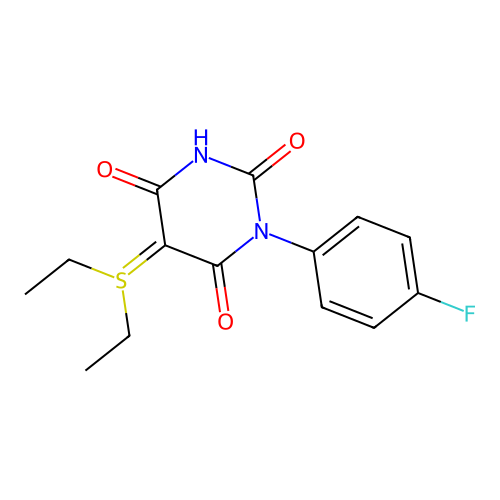 5-(Diethylsulfonio)-1-(4-fluorophenyl)-2,4,6-trioxohexahydropyrimidin-5-ide structure