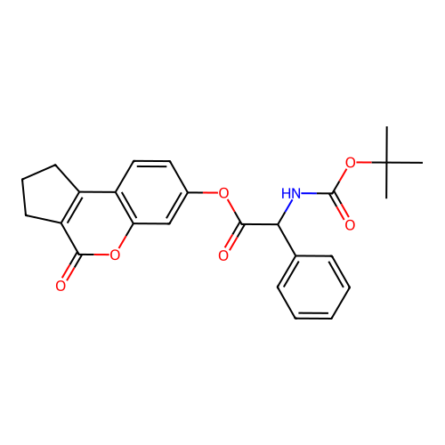 (4-oxo-2,3-dihydro-1H-cyclopenta[c]chromen-7-yl) 2-[(2-methylpropan-2-yl)oxycarbonylamino]-2-phenylacetate structure