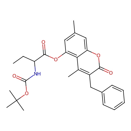 3-benzyl-4,7-dimethyl-2-oxo-2H-chromen-5-yl 2-((tert-butoxycarbonyl)amino)butanoate structure