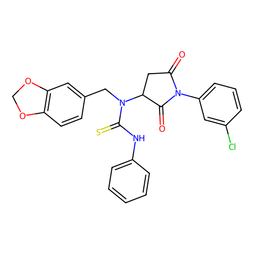 1-(1,3-benzodioxol-5-ylmethyl)-1-[1-(3-chlorophenyl)-2,5-dioxopyrrolidin-3-yl]-3-phenylthiourea structure