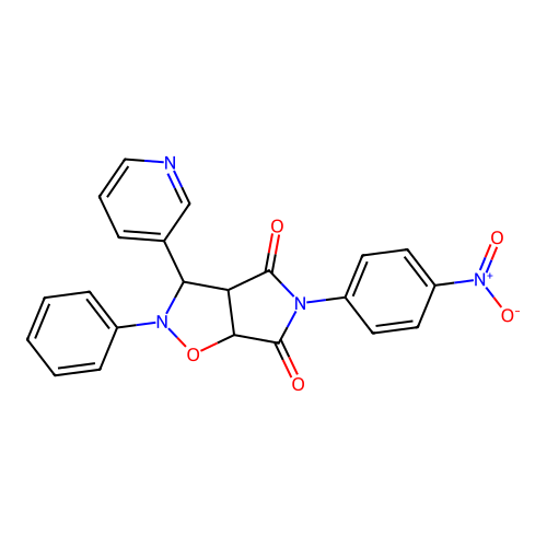 3-(4-nitrophenyl)-7-phenyl-8-pyridin-3-yl-6-oxa-3,7-diazabicyclo[3.3.0]octane-2,4-dione structure