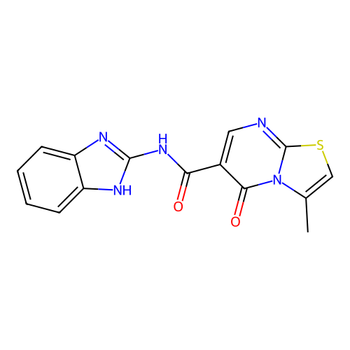 N-(1H-benzo[d]imidazol-2-yl)-3-methyl-5-oxo-5H-thiazolo[3,2-a]pyrimidine-6-carboxamide structure