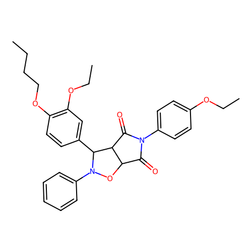 3-(4-butoxy-3-ethoxyphenyl)-5-(4-ethoxyphenyl)-2-phenyl-3a,6a-dihydro-3H-pyrrolo[3,4-d][1,2]oxazole-4,6-dione structure
