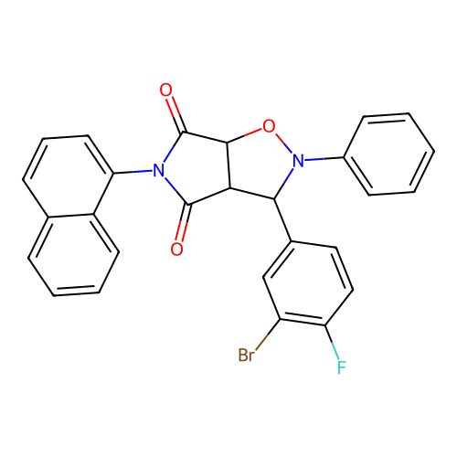 3-(3-bromo-4-fluorophenyl)-5-(naphthalen-1-yl)-2-phenyldihydro-2H-pyrrolo[3,4-d][1,2]oxazole-4,6(3H,5H)-dione structure