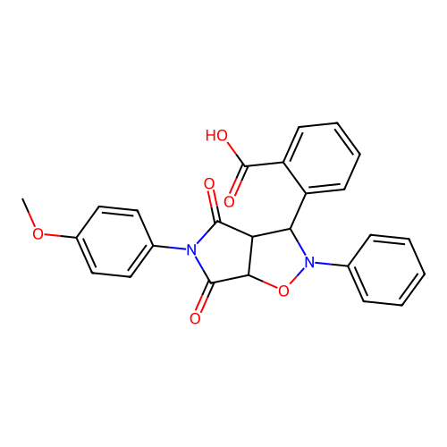 2-(5-(4-methoxyphenyl)-4,6-dioxo-2-phenylhexahydro-2H-pyrrolo[3,4-d]isoxazol-3-yl)benzoic acid structure