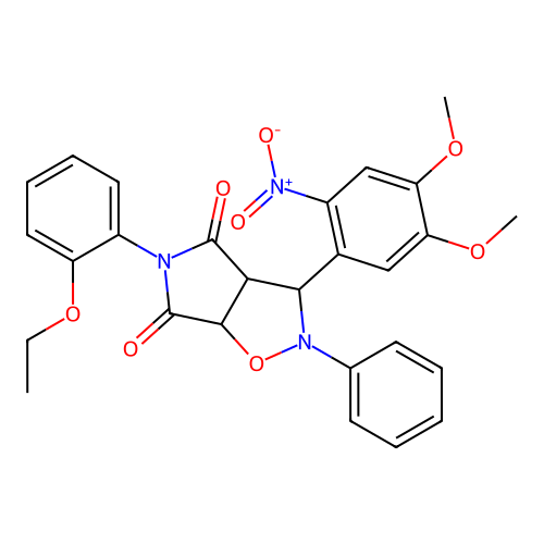 3-(4,5-dimethoxy-2-nitrophenyl)-5-(2-ethoxyphenyl)-2-phenyl-3a,6a-dihydro-3H-pyrrolo[3,4-d][1,2]oxazole-4,6-dione structure