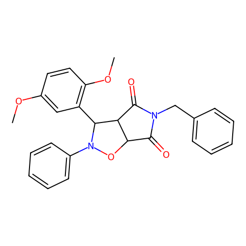 3-benzyl-8-(2,5-dimethoxyphenyl)-7-phenyl-6-oxa-3,7-diazabicyclo[3.3.0]octane-2,4-dione structure