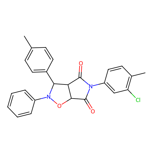 5-(3-chloro-4-methylphenyl)-2-phenyl-3-(p-tolyl)dihydro-2H-pyrrolo[3,4-d]isoxazole-4,6(5H,6aH)-dione structure